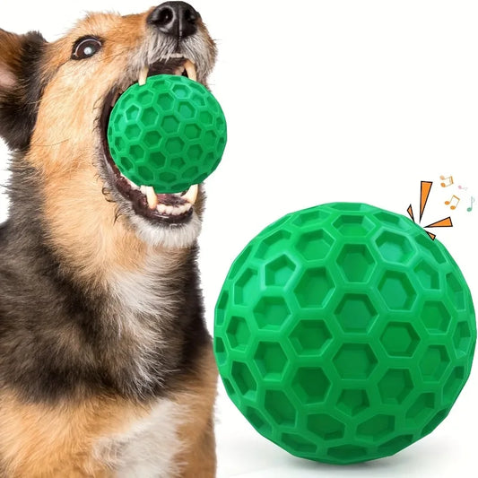 Tough Natural Rubber Dog Chew Toy Indestructible Squeaky Ball for Aggressive Chewers